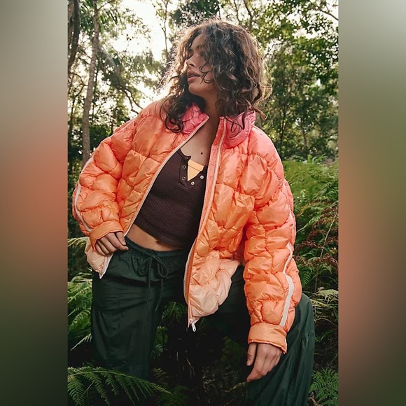 NWT! Free People Movement Scrunchy Glossy Printed Pippa Jacket Sz XS